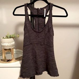 Free People Gray Racer Back Tank Top
